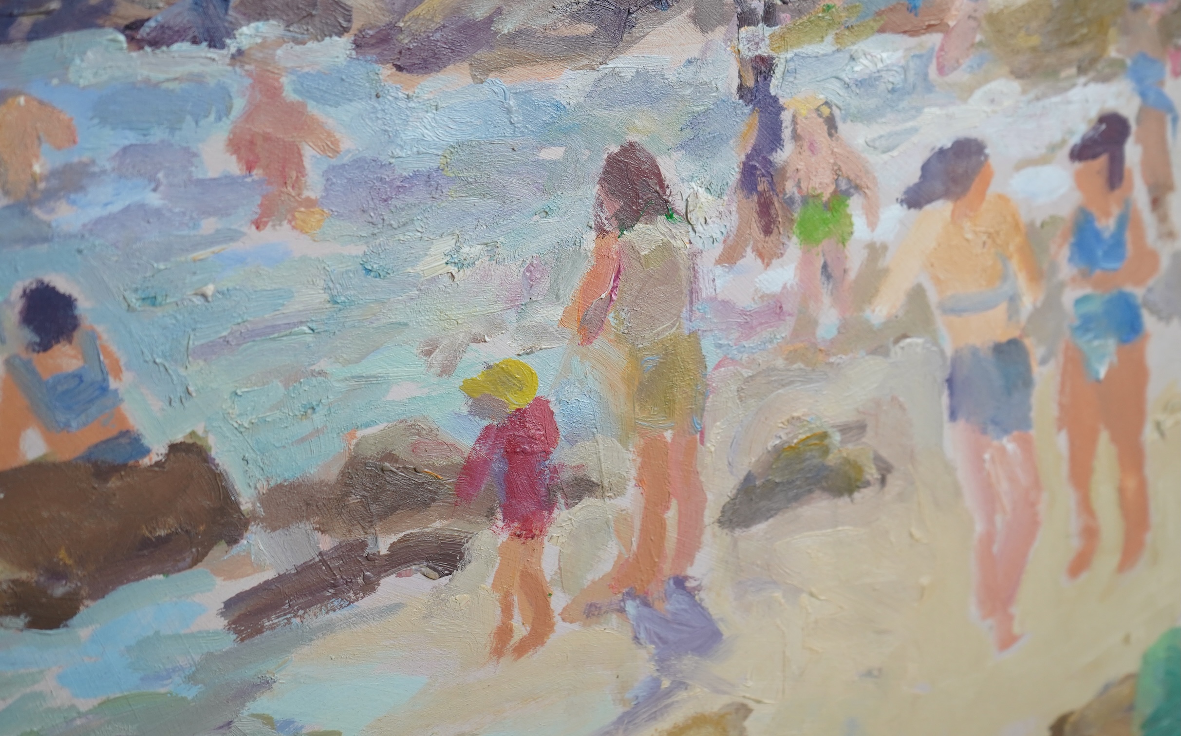John Harvey, 1935-2023, Bathers on the beach, Cornwall